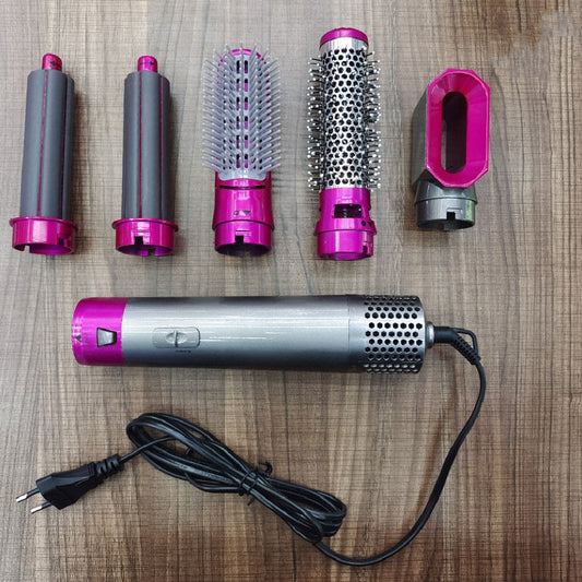 5-in-1 hot air styling brush with automatic curling - main product view
