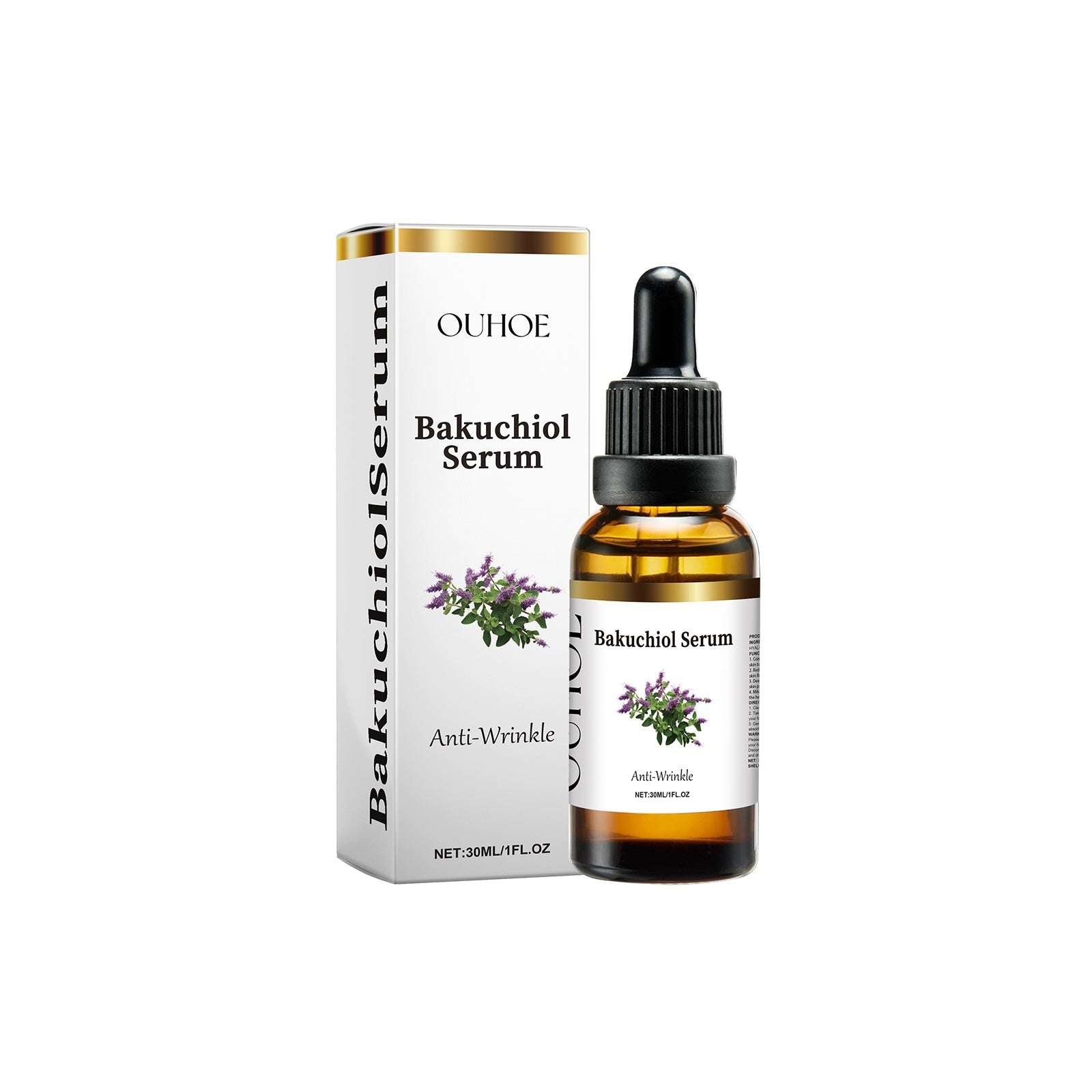Bakuchiol serum with collagen hyaluronic acid niacinamide - reduces wrinkles brightens skin
