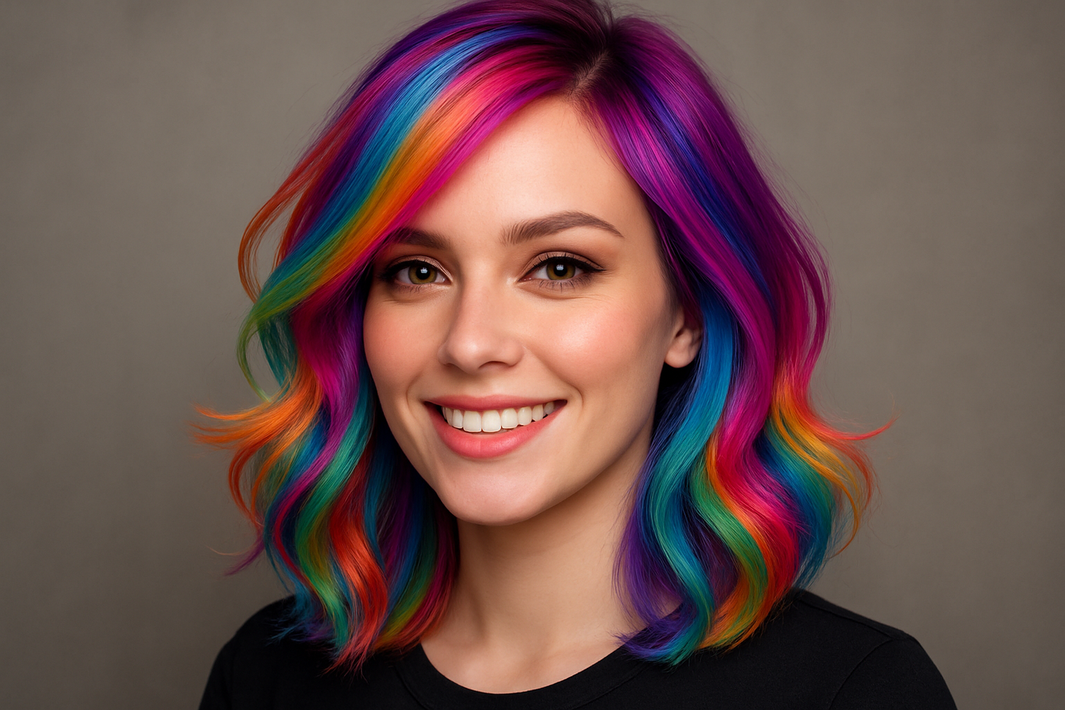 so funny coloured mix hair on a lady hair